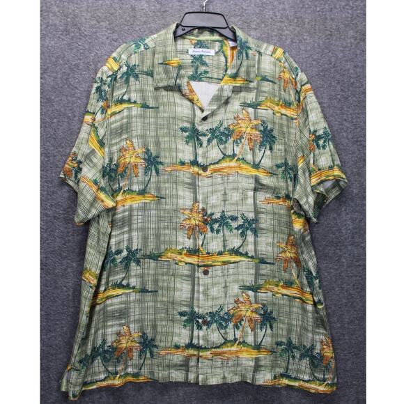 Tommy Bahama Other - Tommy Bahama Zama Palms-Tea Leaf Island Zone Silk Blend Camp Shirt 2XL